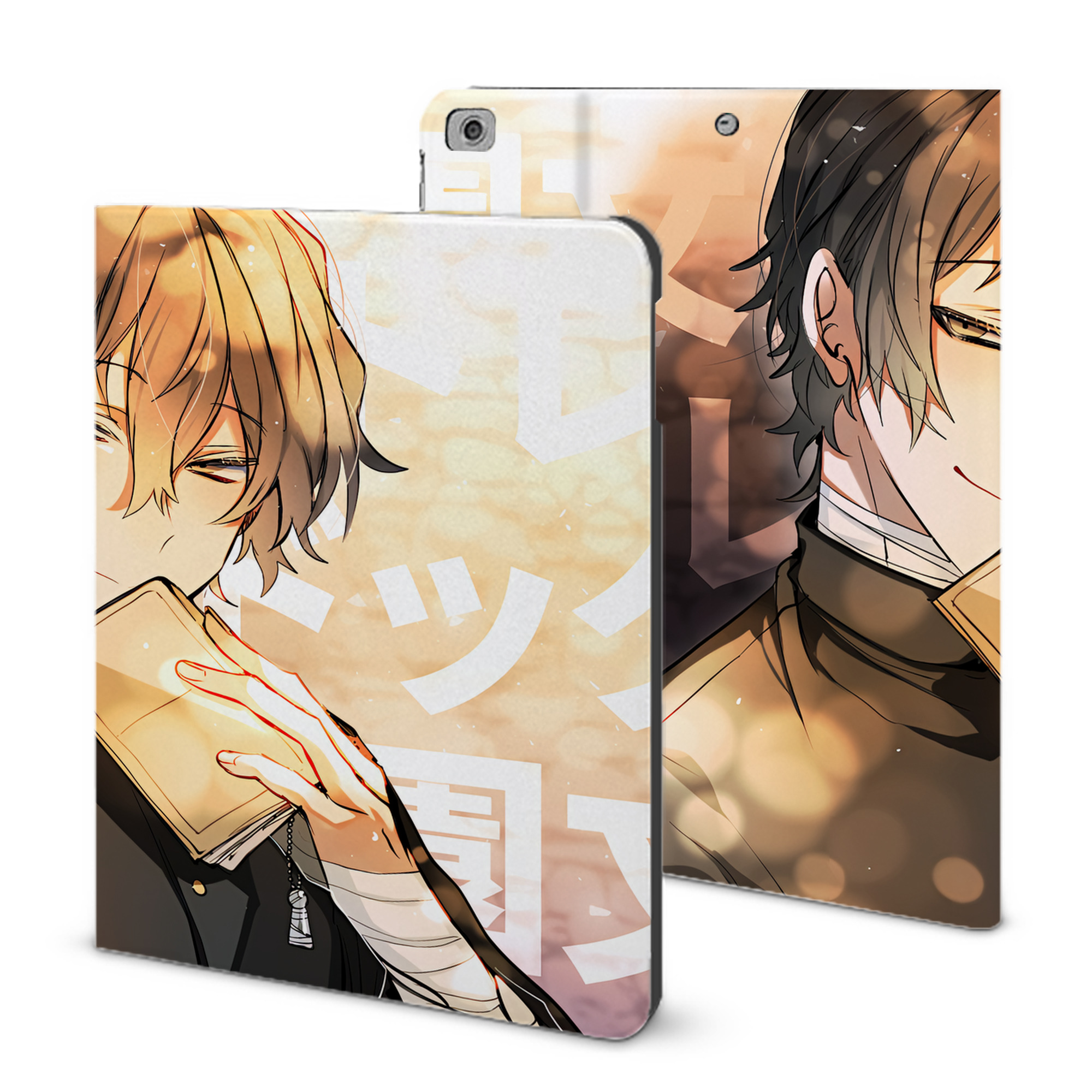 （画像用） 文豪ストレイドッグス Bungo Stray Dogs IPad ケース ブック型 PUレザー TPU 耐衝撃 軽量 薄型 ペン収納なし 全面保護 IPad 各モデル対応
